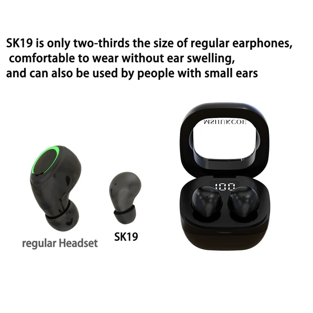 Alt view image 3 of 7 - SK19 Sleep Earbuds for Side Sleepers,Invisible Smallest Wireless Bluetooth Earphones,Hidden Headset for Small Ears,Earbuds with Mic for PhoneBlack