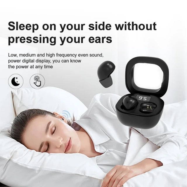 Alt view image 5 of 7 - SK19 Sleep Earbuds for Side Sleepers,Invisible Smallest Wireless Bluetooth Earphones,Hidden Headset for Small Ears,Earbuds with Mic for PhoneBlack