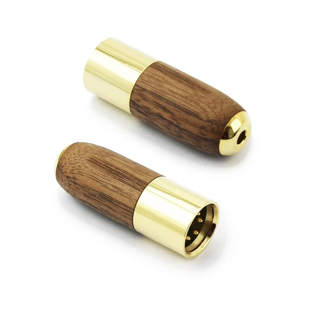 Alt view image 6 of 7 - 4-pin XLR Balanced Male to 4.4mm Balanced Female Headphone Audio Adapter Walnut Wood and Brass Gold Plated Shell Connector Adapter 4-pin XLR Male to 4.4mm Female