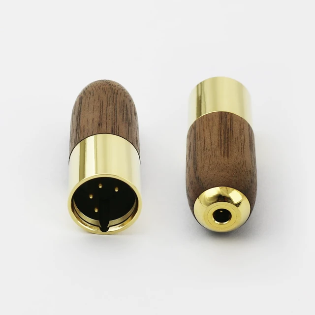 Alt view image 7 of 7 - 4-pin XLR Balanced Male to 4.4mm Balanced Female Headphone Audio Adapter Walnut Wood and Brass Gold Plated Shell Connector Adapter 4-pin XLR Male to 4.4mm Female