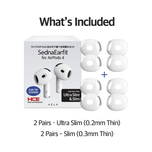 Alt view image 6 of 7 - SednaEarfit for AirPods 4 Silicone Covers, Secure Fit, Ultra Slim+Slim