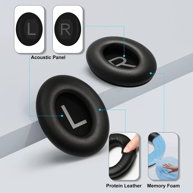 Alt view image 4 of 7 - Replacement Ear Pads for Bose QC45, QC SE, QC45 SE Headphone, Black Compatible with Bose QuietComfort, QuietComfort 45 (45 SE), QuietComfort SE Headphones, Headphone Earpads Cushions