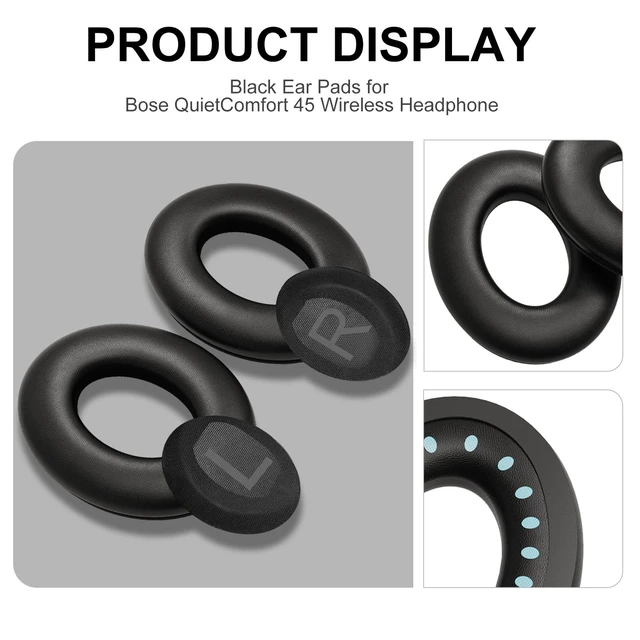 Alt view image 6 of 7 - Replacement Ear Pads for Bose QC45, QC SE, QC45 SE Headphone, Black Compatible with Bose QuietComfort, QuietComfort 45 (45 SE), QuietComfort SE Headphones, Headphone Earpads Cushions
