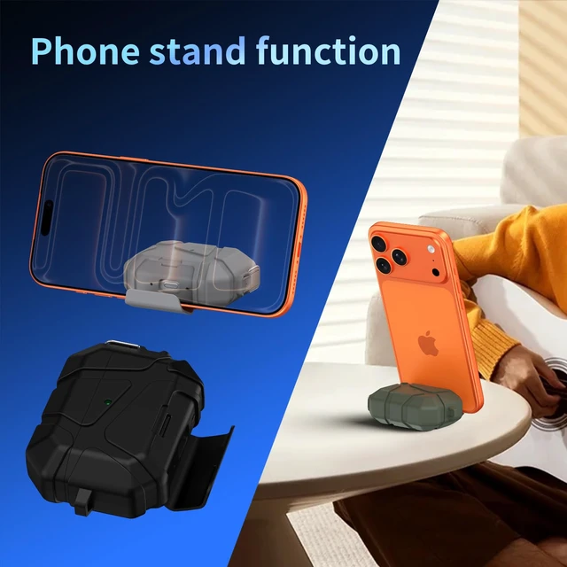 Alt view image 4 of 7 - Case for AirPods Pro 3rd Generation (2025), with Phone Stand and Secure Lock Design, Protective Cover (Airpods Pro 3- Orange)