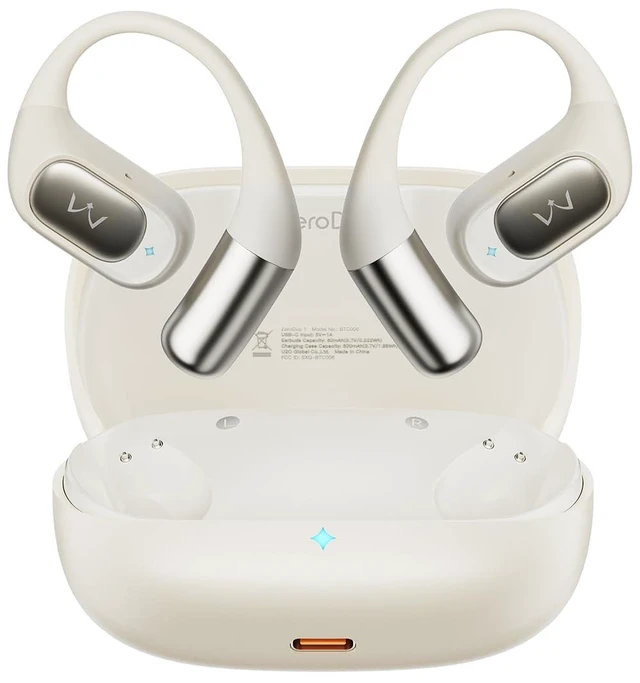 Main image of Open-Ear Headphones, True Wireless Headphones Bluetooth 5.4 Light Earbuds, Ultra Comfort Earhooks, 35H Playtimes, Clear Calls, Air Conduction Stereo Sound with 15mm Drivers for Workouts (Beige)