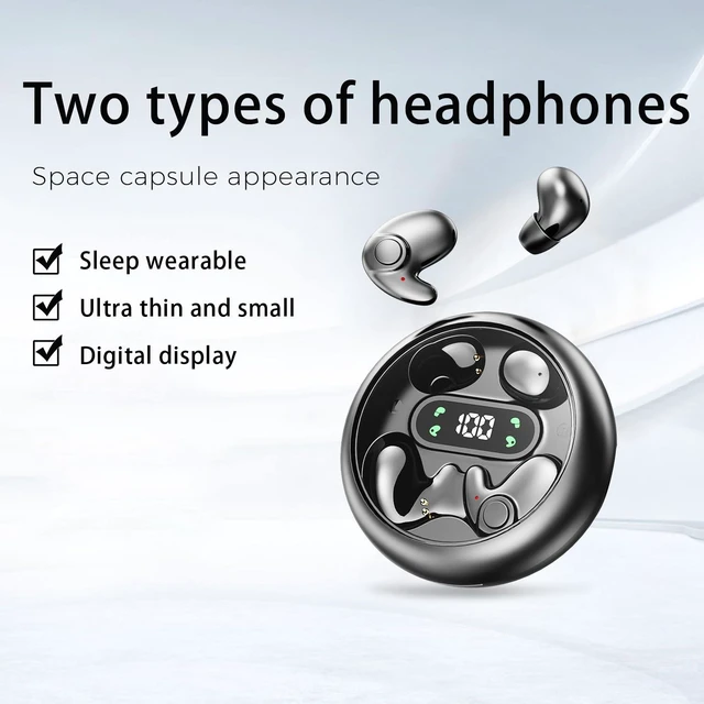 Alt view image 7 of 7 - Earbuds,Mini Invisible Sleep Earbuds,Bluetooth 5.4 Ultra-Stylish Headphones for Sleep,Comfortable Blocking Noise,2-Pack Small mini Invisible Wireless Earbuds for Sleeping (Black)