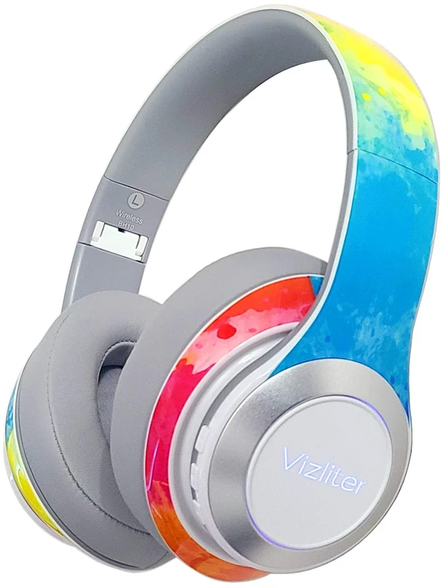 Main image of Bluetooth Headphones, TWS Deep Bass Wireless Over-Ear Headset 5.0 with Built-in Mic LED Lights, Noise Cancelling Audio Earphones (Prismatic)