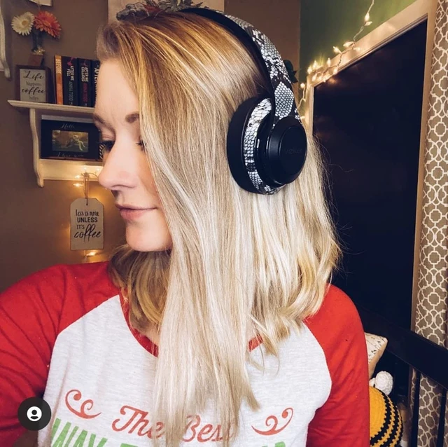 Alt view image 6 of 6 - Bluetooth Headphones, TWS Deep Bass Wireless Over-Ear Headset 5.0 with Built-in Mic LED Lights, Noise Cancelling Audio Earphones (Snake)