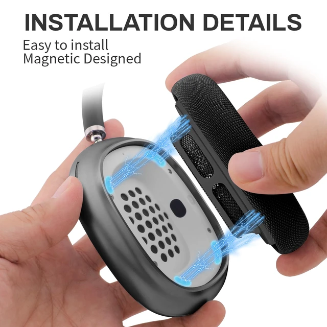 Alt view image 3 of 7 - Replacement Ear Cushions for Apple AirPods Max 1&2 Upgraded Memory Foam Pads with Durable Fabric,Sound Insulation And Noise Reduction,Strong Magnetic Fit,Sweat-Resistant,Breathable Comfort(Space Gray)