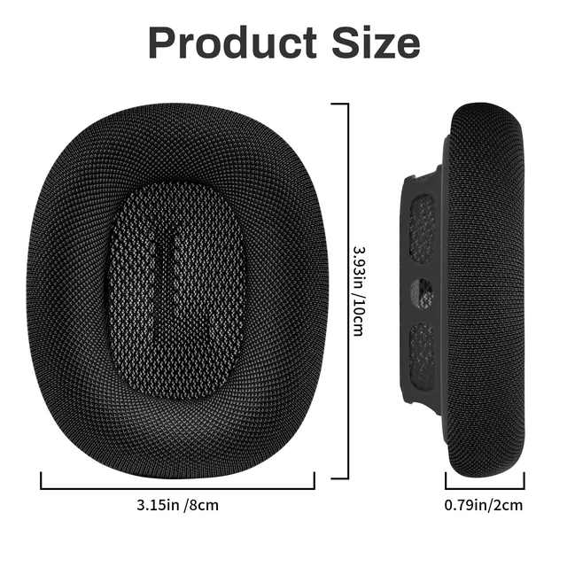 Alt view image 7 of 7 - Replacement Ear Cushions for Apple AirPods Max 1&2 Upgraded Memory Foam Pads with Durable Fabric,Sound Insulation And Noise Reduction,Strong Magnetic Fit,Sweat-Resistant,Breathable Comfort(Space Gray)