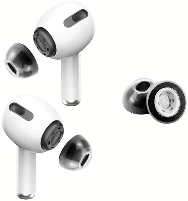 Main image of Memory Foam Ear Tips for AirPods Pro 1st & 2nd Gen - Upgraded Liquid Silicone Rubber, Superior Noise Isolation, Secure Fit & Ultimate Comfort, Fits Charging Case, 1 Pair (Black Small)