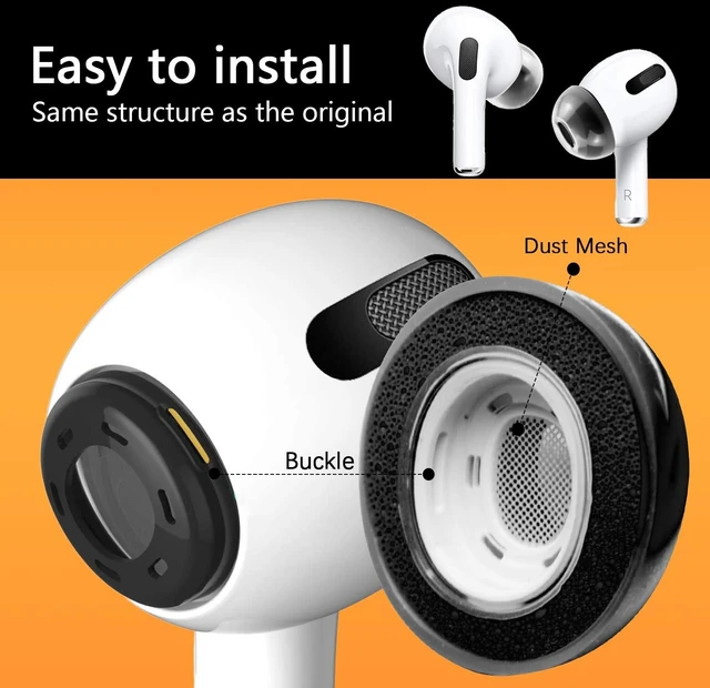 Alt view image 5 of 7 - Memory Foam Ear Tips for AirPods Pro 1st & 2nd Gen - Upgraded Liquid Silicone Rubber, Superior Noise Isolation, Secure Fit & Ultimate Comfort, Fits Charging Case, 1 Pair (Black Small)