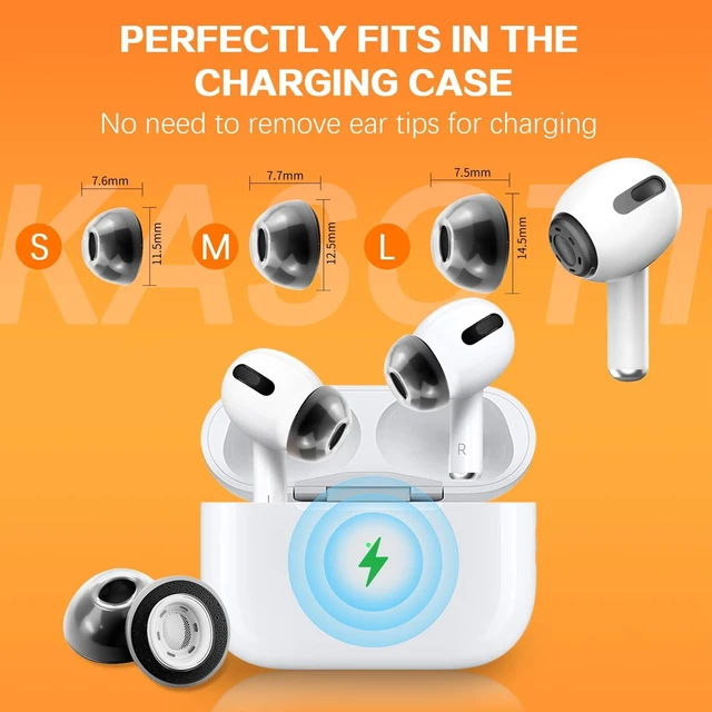 Alt view image 6 of 7 - Memory Foam Ear Tips for AirPods Pro 1st & 2nd Gen - Upgraded Liquid Silicone Rubber, Superior Noise Isolation, Secure Fit & Ultimate Comfort, Fits Charging Case, 1 Pair (Black Small)