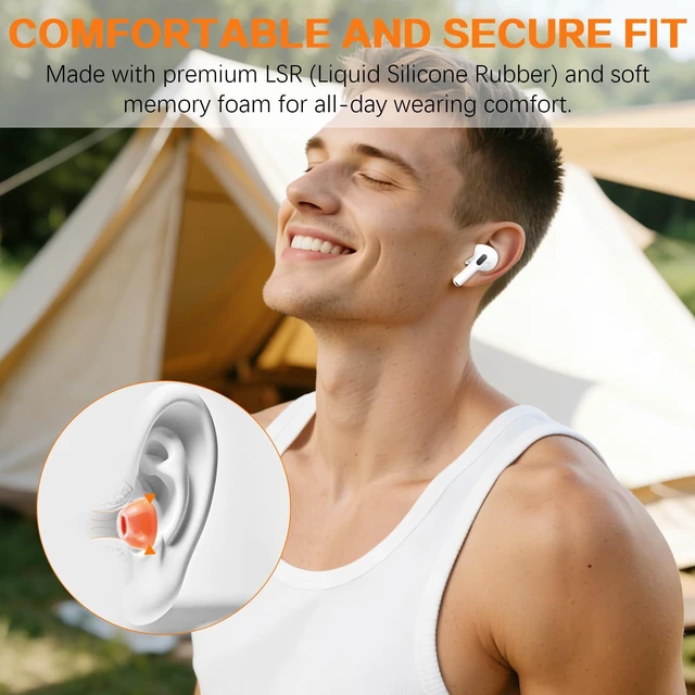 Alt view image 7 of 7 - Memory Foam Ear Tips for AirPods Pro 1st & 2nd Gen - Upgraded Liquid Silicone Rubber, Superior Noise Isolation, Secure Fit & Ultimate Comfort, Fits Charging Case, 1 Pair (Black Small)