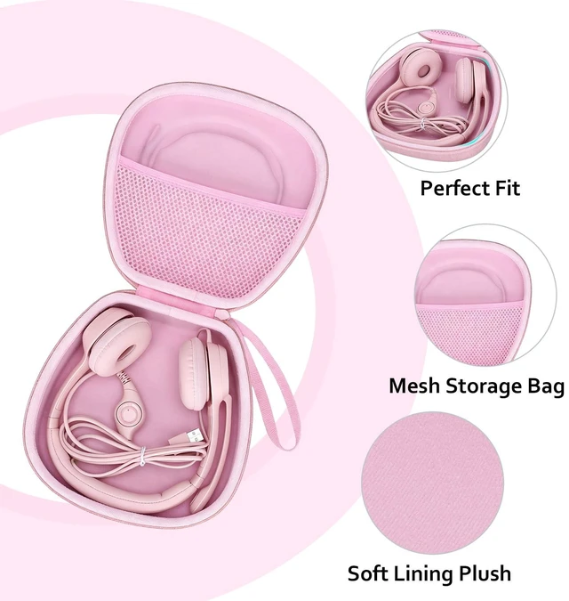 Alt view image 3 of 7 - Hard Case Compatible with Logitech H390, H430, H570e, Zone 300, Zone 301 or JLab Go Work, JIAMQISHI, EAGLEND Headset, Pink(Case Only)