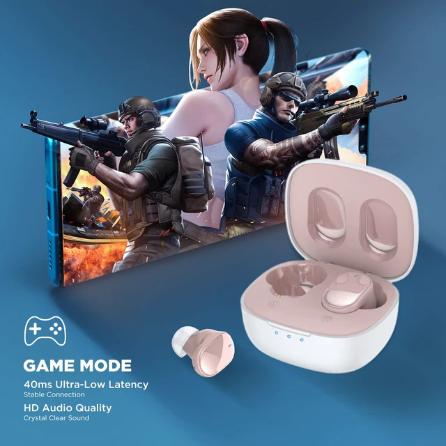 Alt view image 2 of 7 - True Wireless Earbuds 7 Bluetooth 5.3, Stereo Earphones 10mm Driver with Deep Bass, 40ms Ultra Low Latency for Gaming, Running - 22H Playtime/Touch Control/Game Modes/Built-in Mic - Pink