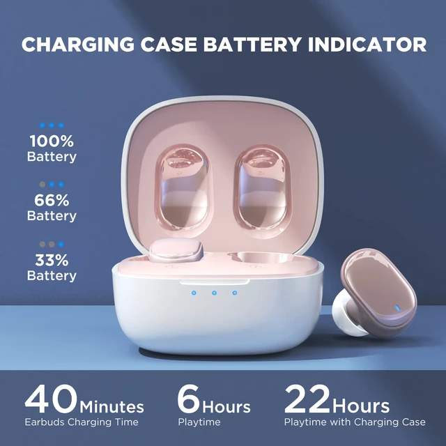 Alt view image 5 of 7 - True Wireless Earbuds 7 Bluetooth 5.3, Stereo Earphones 10mm Driver with Deep Bass, 40ms Ultra Low Latency for Gaming, Running - 22H Playtime/Touch Control/Game Modes/Built-in Mic - Pink