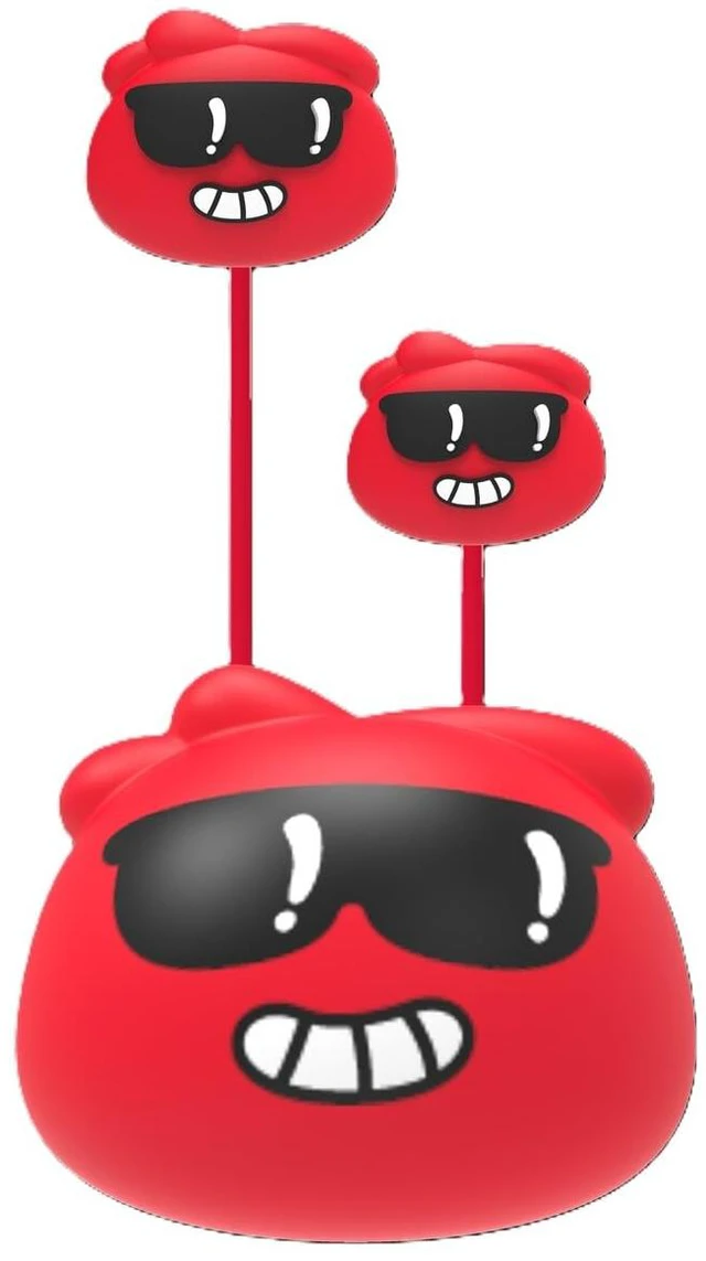 Main image of Jellie Drops Wired Earbuds for Kids, Featuring Colorful Characters. Silicone Storage case, 3.5mm aux, USB C Adapter, Volume Control, School Ready, Cute, Lightweight, and Compact. (Red)