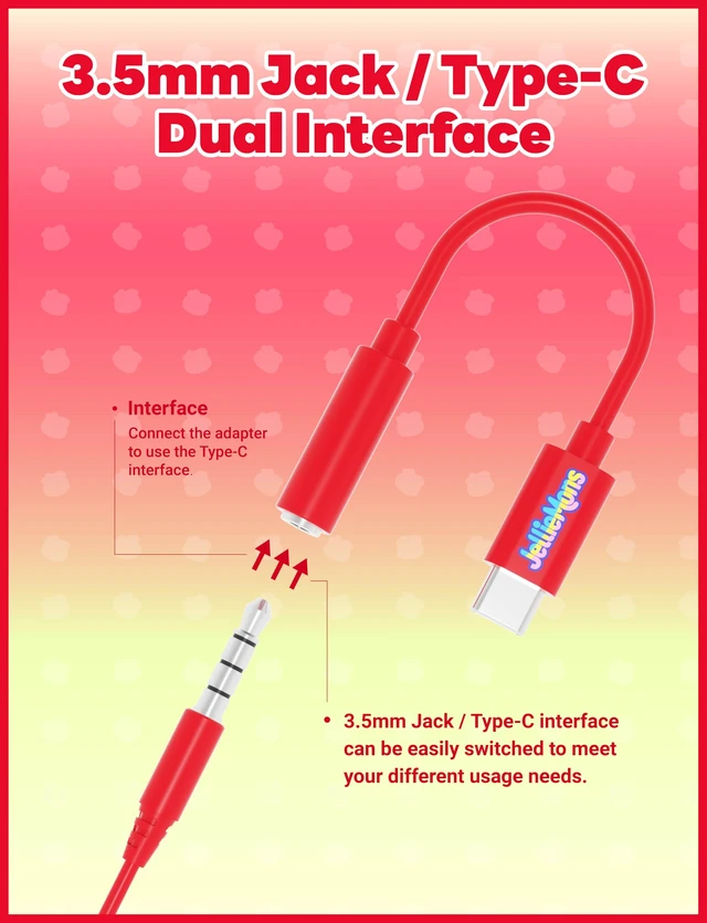 Alt view image 7 of 7 - Jellie Drops Wired Earbuds for Kids, Featuring Colorful Characters. Silicone Storage case, 3.5mm aux, USB C Adapter, Volume Control, School Ready, Cute, Lightweight, and Compact. (Red)