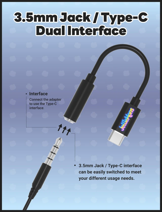 Alt view image 7 of 7 - Jellie Drops Wired Earbuds for Kids, Featuring Colorful Characters. Silicone Storage case, 3.5mm aux, USB C Adapter, Volume Control, School Ready, Cute, Lightweight, and Compact. (Black)