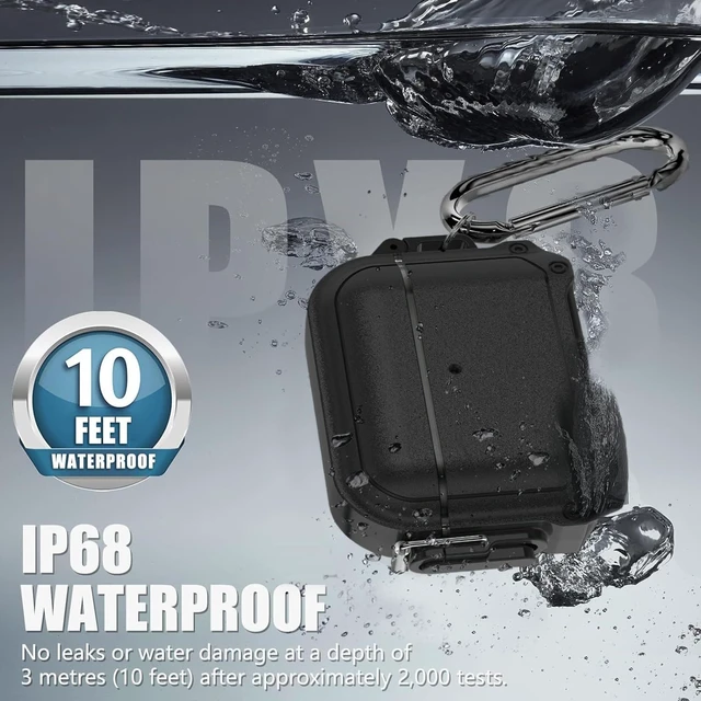 Alt view image 2 of 7 - for Waterproof AirPods 5 & 4 Case (2026-2024) Case with Lock,Black Secure Lock, IP68 Waterproof, MilitaryGrade Shockproof, Keychain, Cleaner Kit, Full Body Shockproof Protective Hard Shell