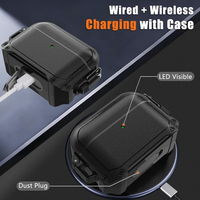 Alt view image 5 of 7 - for Waterproof AirPods 5 & 4 Case (2026-2024) Case with Lock,Black Secure Lock, IP68 Waterproof, MilitaryGrade Shockproof, Keychain, Cleaner Kit, Full Body Shockproof Protective Hard Shell