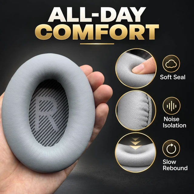 Alt view image 6 of 6 - Replacement Earpads for Bose QC35 / QC35 II, Sliver with Softer Protein Leather, Noise Isolation Foam, Pry Tool, Ear pads for QuietComfort QC35 QC35 ii Headphones