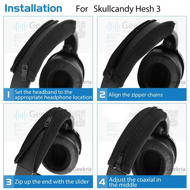 Alt view image 5 of 6 - Flex Fabric Headband Cover Compatible with Skullcandy Crusher Evo, Crusher ANC / 2, Hesh 3, Hesh Evo, Hesh ANC, Venue Headphones, Easy DIY Installation (Black)