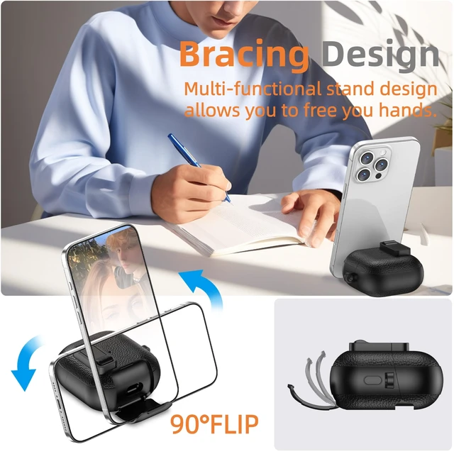 Alt view image 6 of 7 - Kickstand Case Compatible with Huawei FreeClip 2 with Safety Lock Keychain & Lanyard and Cleaning kit, Soft TPU and Hard PC, Military Grade Drop Shockproof Full Protection Cover for Women Men