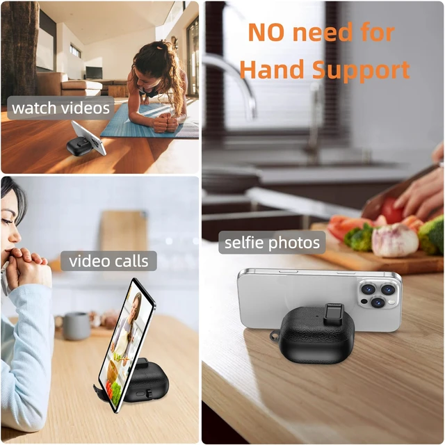 Alt view image 7 of 7 - Kickstand Case Compatible with Huawei FreeClip 2 with Safety Lock Keychain & Lanyard and Cleaning kit, Soft TPU and Hard PC, Military Grade Drop Shockproof Full Protection Cover for Women Men