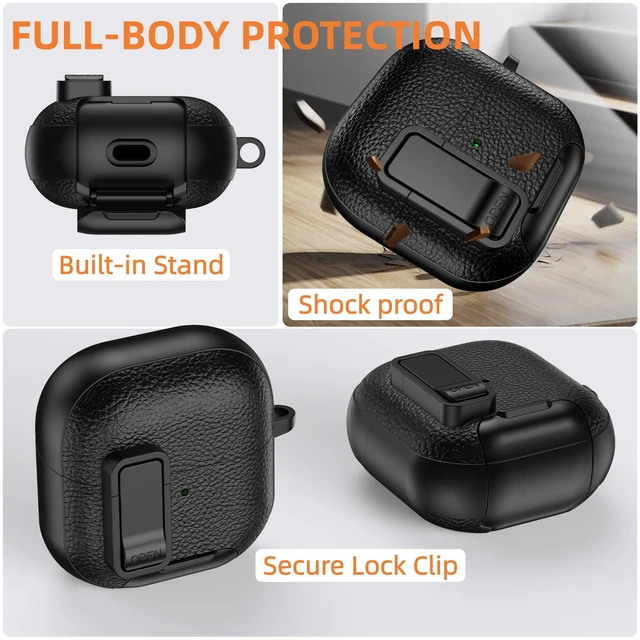 Alt view image 2 of 7 - Kickstand Case Compatible with Huawei FreeClip 2 with Safety Lock Keychain & Lanyard and Cleaning kit, Soft TPU and Hard PC, Military Grade Drop Shockproof Full Protection Cover for Women Men