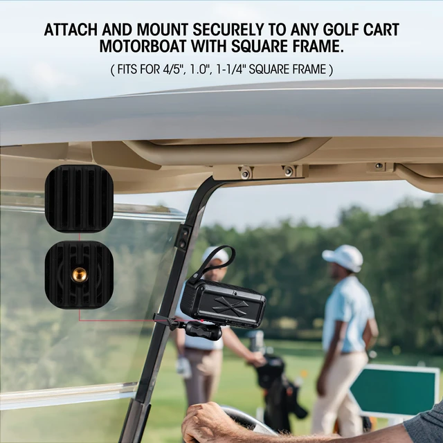 Alt view image 2 of 7 - Golf Bluetooth Speaker with Mount, Loud Stereo Sound, IPX7 Waterproof, Shockproof & Dustproof, Portable Wireless Speaker Compatible with EZGO/Club Car/Yamaha Golf Cart Accessories