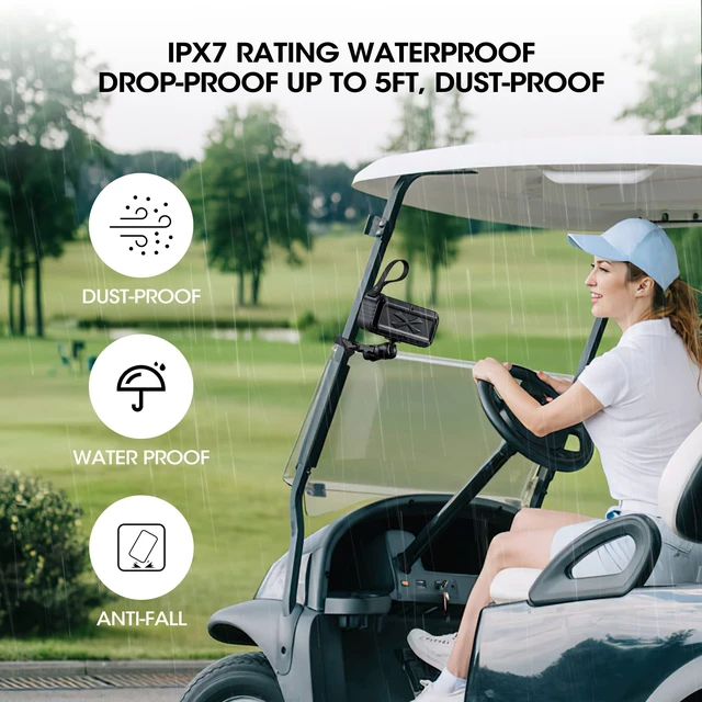 Alt view image 4 of 7 - Golf Bluetooth Speaker with Mount, Loud Stereo Sound, IPX7 Waterproof, Shockproof & Dustproof, Portable Wireless Speaker Compatible with EZGO/Club Car/Yamaha Golf Cart Accessories