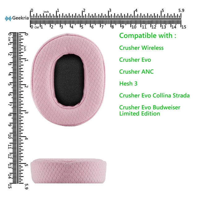 Alt view image 6 of 6 - NOVA Mesh Fabric Replacement Ear Pads Compatible with Skullcandy Crusher Wireless/Crusher EVO/Crusher ANC, Hesh 3/ Hesh EVO/Hesh ANC, Venue ANC Headphones, Ear Cushions (Pink)