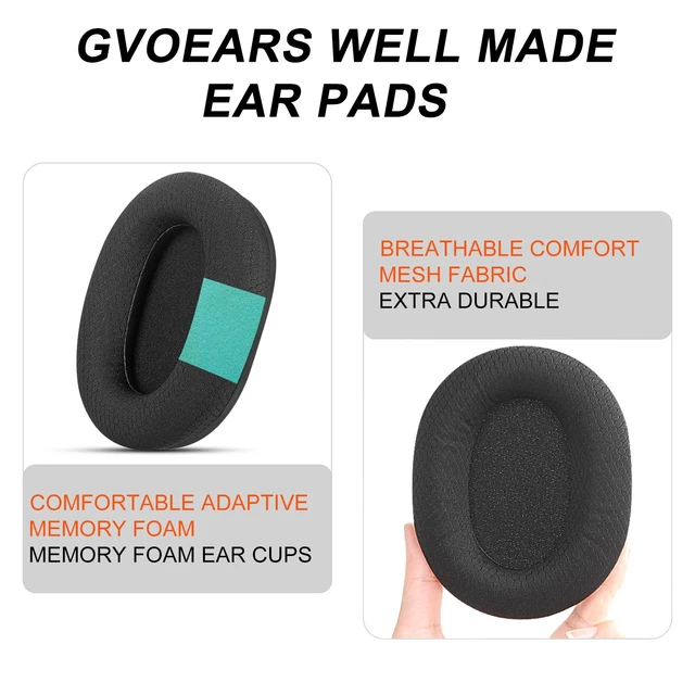 Alt view image 4 of 7 - GVOEARS Replacement Ear Cushions for Razer BlackShark V2 / BlackShark V2 Pro Gaming Headset, Mesh Fabric Ear Pads Earmuffs Softer Memory Foam Noise-isolating Earcups Easy Installation