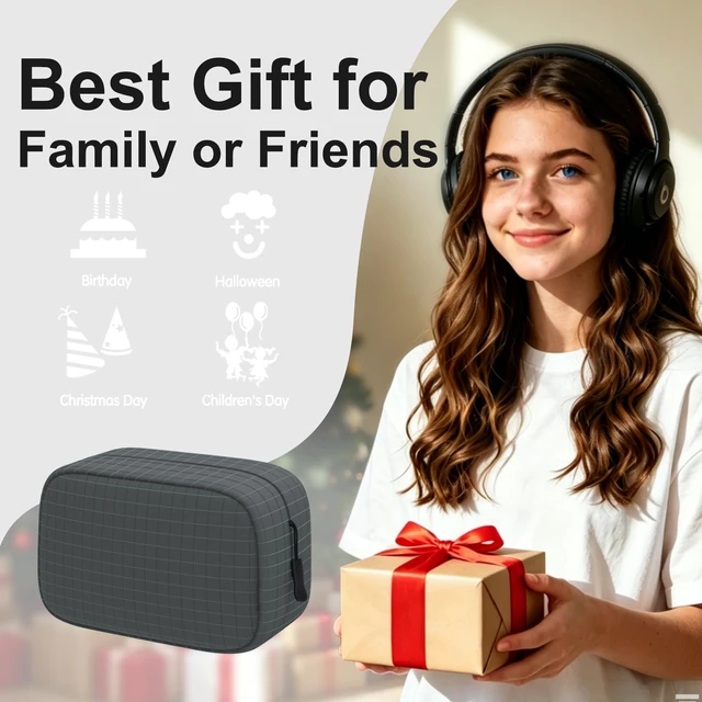 Alt view image 7 of 7 - Headphones Case Bag for Beats Studio & Solo Series Headphones, Grey Compatible with Beats Studio Pro/Studio 3/Solo 4/Solo 3 Headphones, Shockproof Travel Carrying Case, Travel Storage Bag