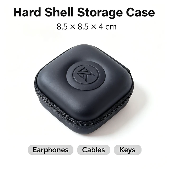 Alt view image 6 of 7 - Hard Shell Earphone Bag Zipper Storage Carrying Case (2 Pieces No Mesh) Shockproof Mini Organizer for IEM Headphones, DAC Dongles, Audio Cables & Small Audiophile Accessories Travel Outdoor