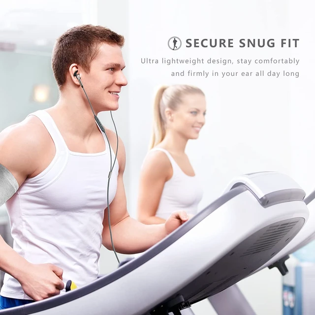 Alt view image 2 of 7 - Wired USB C Headphones for Sports Running, Half in-Ear Earbuds with Microphone, Secure Fit, Tangle-Free Braided Cord, Pure Sound, Type C Earphones with Mic for Workouts, Gym, Jogging - Silver