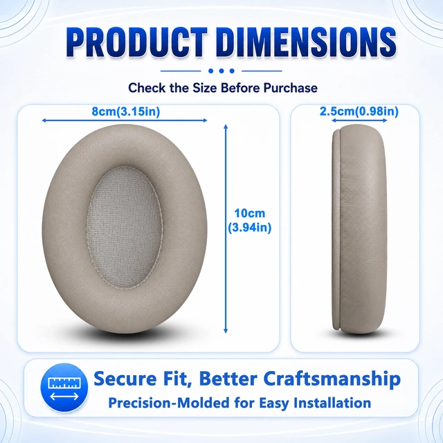 Alt view image 6 of 7 - Replacement Ear Pads for Sony WH-1000XM3 Headphones, Ear Cushions for WH1000XM3, Extra Thick Earpads, Headphone Pads with Protein LeatherMemory Foam, Replacement Cushions