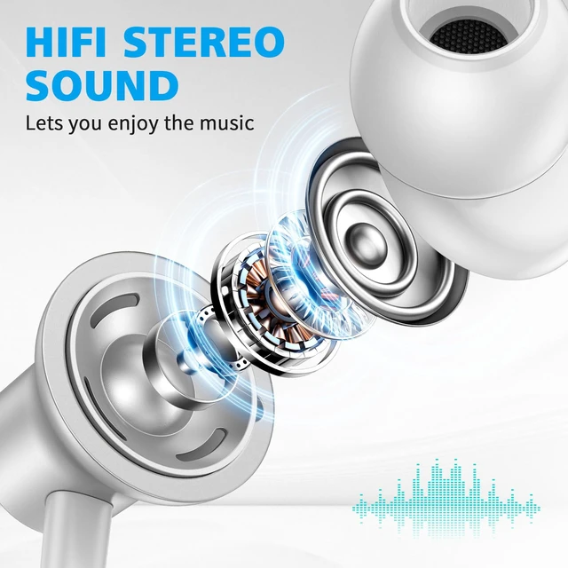 Alt view image 2 of 7 - USB C Earbuds Wired for iPad/iPhone 18 Pro Max Duo 17 Air Plus, Silver 90° Right Angle Type C Earphones with Mic Stereo Magnet in Ear Wired Headphones for Samsung S26 S25 S24 Ultra S23/Pixel 11 10