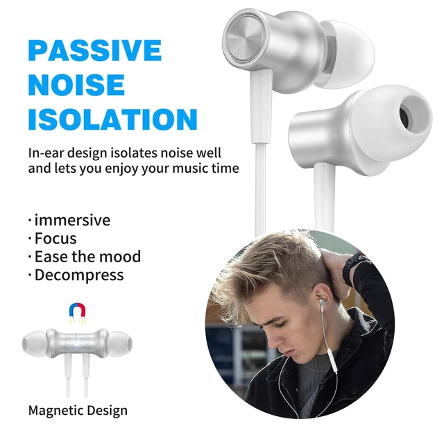 Alt view image 3 of 7 - USB C Earbuds Wired for iPad/iPhone 18 Pro Max Duo 17 Air Plus, Silver 90° Right Angle Type C Earphones with Mic Stereo Magnet in Ear Wired Headphones for Samsung S26 S25 S24 Ultra S23/Pixel 11 10