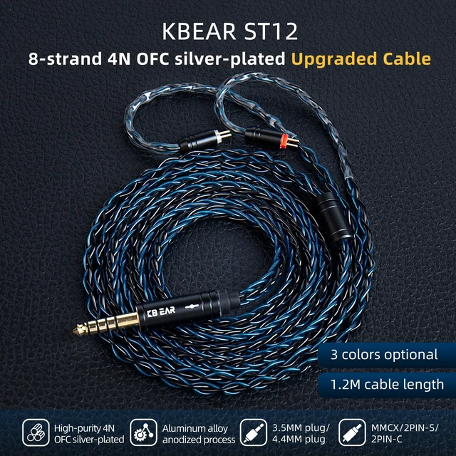Alt view image 2 of 7 - ZS10 Pro 1.2M Long In Ear Monitor IEM Earphone Cable,KBEAR ST12 Headphone Cablr,4N high-purity ofc silver-plated Upgrade Earphones Wire Cable for ZS10 PRO X ZSN PRO X AS24 DQS(2PIN 3.5, Blue, 1.2m)