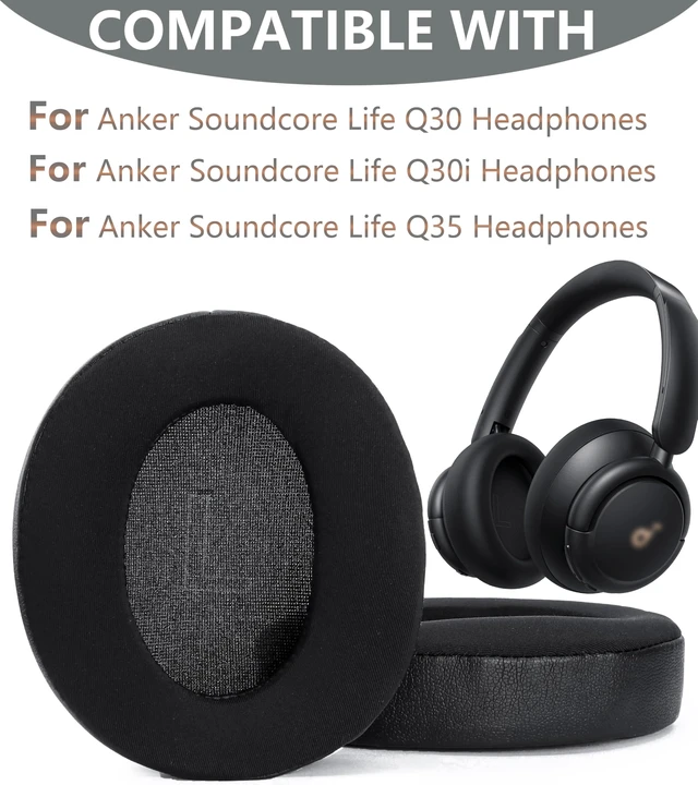 Alt view image 2 of 6 - Replacement Ear pad Compatible with Anker Soundcore Life Q30 Black for Anker Soundcore Life 35 Headphones Ice cooling gel ear pads earmuffs