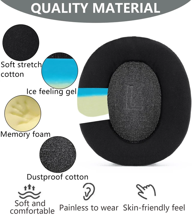 Alt view image 3 of 6 - Replacement Ear pad Compatible with Anker Soundcore Life Q30 Black for Anker Soundcore Life 35 Headphones Ice cooling gel ear pads earmuffs