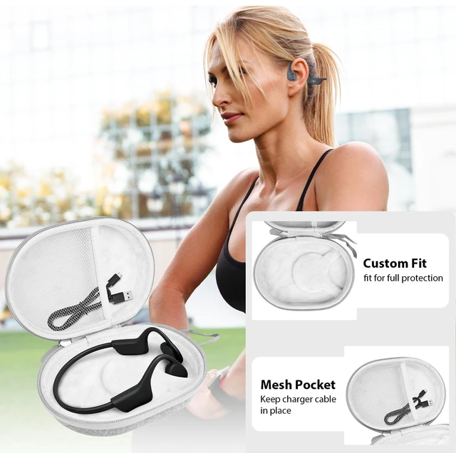 Alt view image 5 of 7 - Hard Case Compatible with SHOKZ New OpenRun Pro 2/Pro 2 Mini for Open Run/OpenMove/OpenRun/OpenSwim Open-Ear Bone Conduction Sport Headphones Travel Bag,Grey