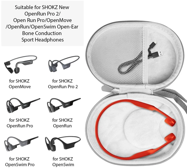 Alt view image 3 of 7 - Hard Case Compatible with SHOKZ New OpenRun Pro 2/Pro 2 Mini for Open Run/OpenMove/OpenRun/OpenSwim Open-Ear Bone Conduction Sport Headphones Travel Bag,Grey