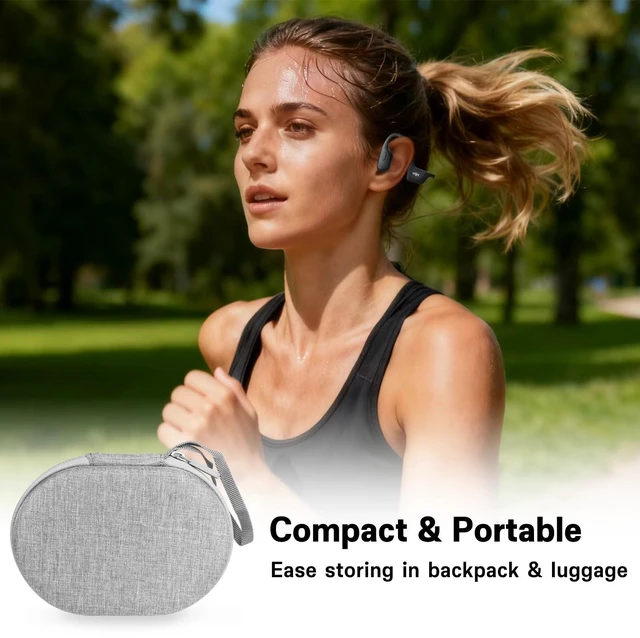 Alt view image 7 of 7 - Hard Case Compatible with SHOKZ New OpenRun Pro 2/Pro 2 Mini for Open Run/OpenMove/OpenRun/OpenSwim Open-Ear Bone Conduction Sport Headphones Travel Bag,Grey