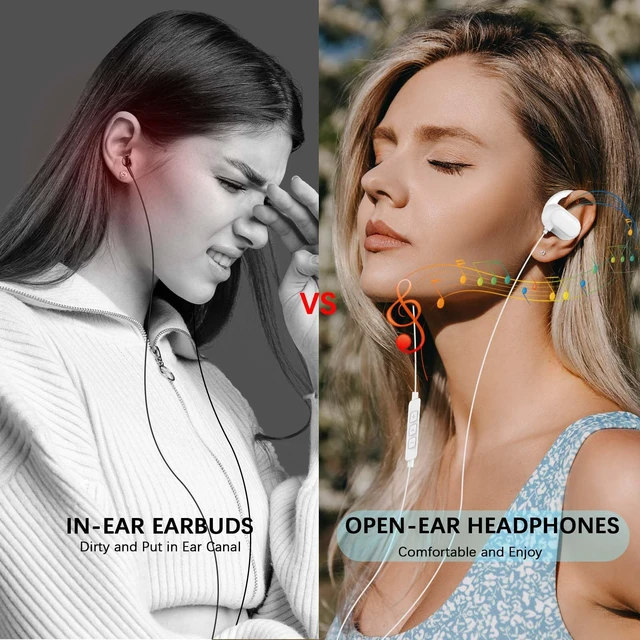 Alt view image 3 of 7 - Open Ear Headphone Over Ear Hook 3.5mm Wired Earbuds for Chromebook School Adjustable Hifi Jack Earphone Computer PC Headset with Mic for Samsung A15 for Moto G Stylus Power Pure Travel Airplane Kids