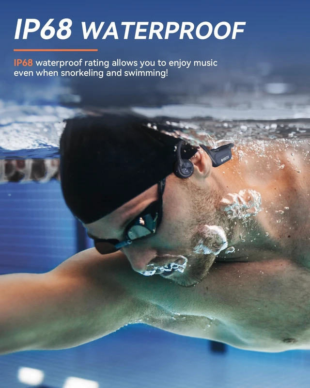 Alt view image 6 of 7 - Bone Conduction Headphones with 32GB MP3 Player, IP68 Waterproof Open-ear Waterproof Bone Conduction Headphones with 32GB MP3 Player for Running, Cycling, Swimming and Phone-free Workouts