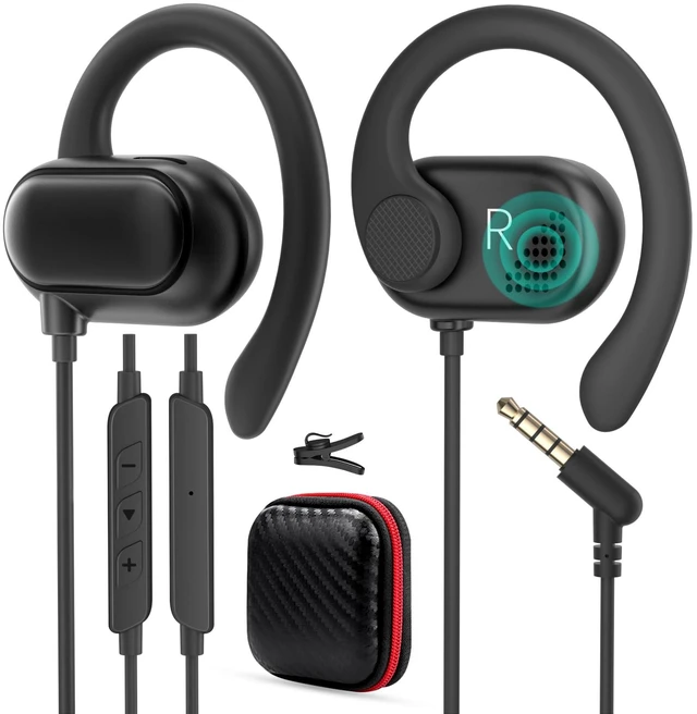 Main image of 3.5mm Wired Earbuds Open Ear Headphones 5FT Earphone for PC with Mic Black Over Ear for Chromebook Laptop Corded Long Headset Volume Control for Samsung A25 A15/Kindle Fire Kids School Sport Workout
